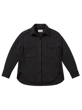 Everlane Black Organic Cotton Quilted Shirt Jacket Small